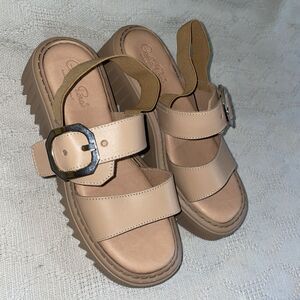 Carlo Pera Italy Women’s Platform Sandals Size 40 U.S. 9 M Tan Leather NWOB